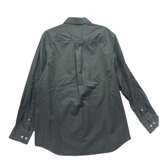 Duluth Trading Shirt Mens Large Wrinkle Fighter Slim Fit Long Sleeve Green Check - Picture 9 of 10